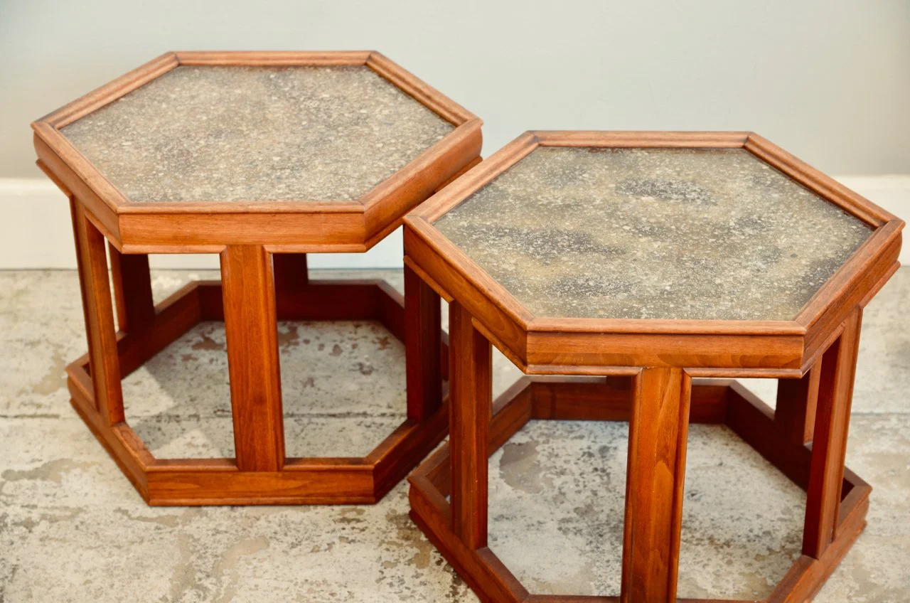 Pair of Hexagonal 'Domino' Side Tables by John Keal for Brown